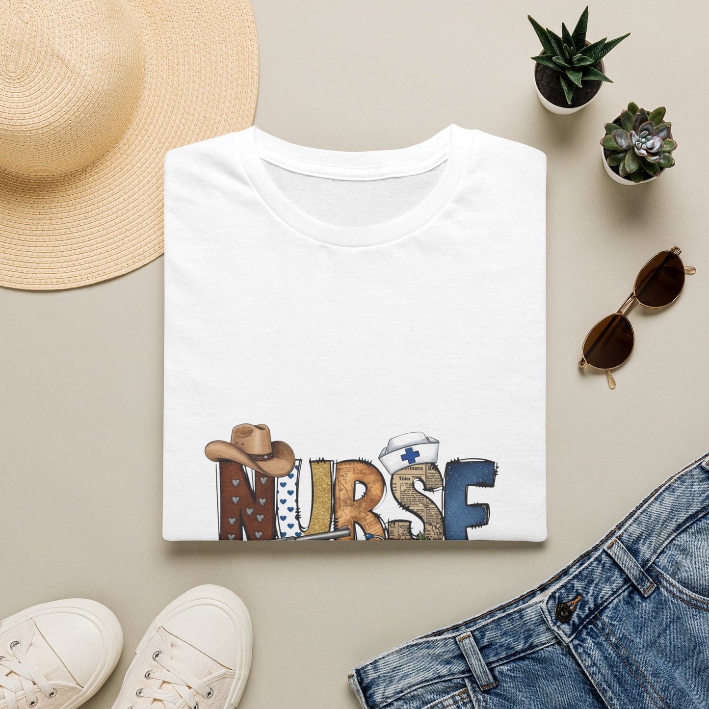 Nurse Western Graphic T-Shirt — Cowboy Hat & Stethoscope Design