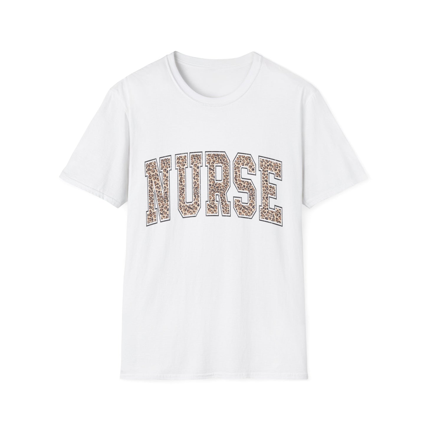 Nurse Leopard Print T-Shirt — Floral Animal Print NURSE Tee for Healthcare Professionals