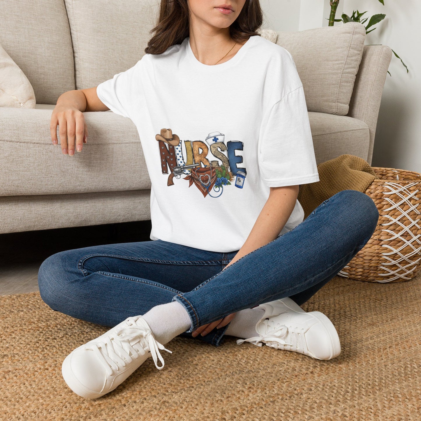 Nurse Western Graphic T-Shirt — Cowboy Hat & Stethoscope Design