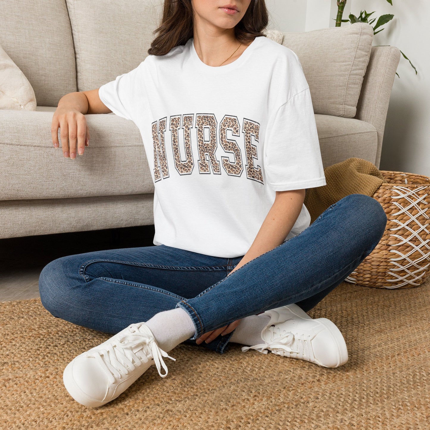 Nurse Leopard Print T-Shirt — Floral Animal Print NURSE Tee for Healthcare Professionals