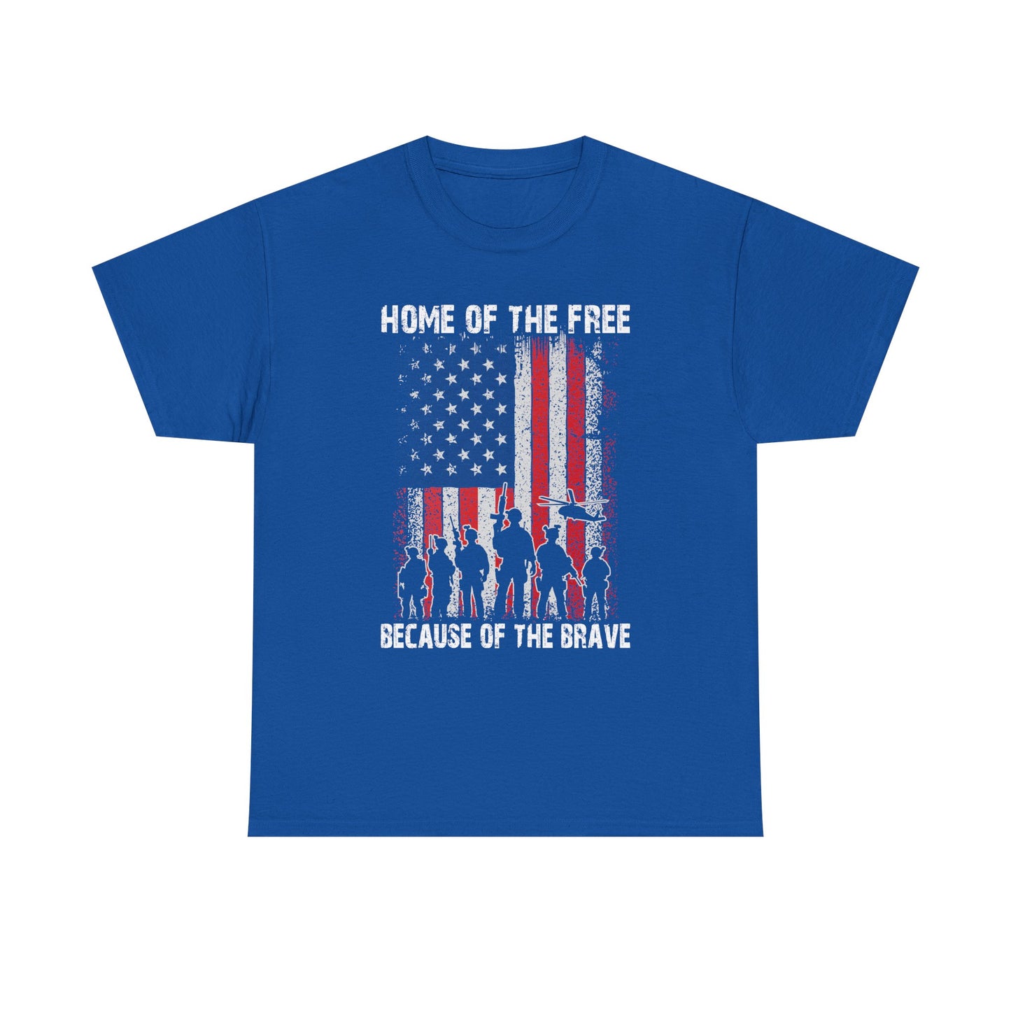 Patriotic Tee — "Home of the Free Because of the Brave" Military American Flag Shirt